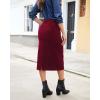 imageluvamia Corduroy Skirts for Women Midi Length High Waisted Trendy Fall Elastic Waist Casual Stretchy Welt Pockets SkirtWine Red