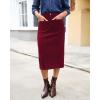 imageluvamia Corduroy Skirts for Women Midi Length High Waisted Trendy Fall Elastic Waist Casual Stretchy Welt Pockets SkirtWine Red