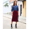 imageluvamia Corduroy Skirts for Women Midi Length High Waisted Trendy Fall Elastic Waist Casual Stretchy Welt Pockets SkirtWine Red