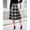 imageluvamia Plaid Skirts for Women Midi Length High Waisted Button Down A Line Fall Winter Elastic Waist Skirt with PocketsBlack Plaid