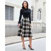 imageluvamia Plaid Skirts for Women Midi Length High Waisted Button Down A Line Fall Winter Elastic Waist Skirt with PocketsBlack Plaid