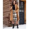 imageluvamia Plaid Skirts for Women Midi Length High Waisted Button Down A Line Fall Winter Elastic Waist Skirt with PocketsBrown Plaid