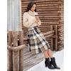 imageluvamia Plaid Skirts for Women Midi Length High Waisted Button Down A Line Fall Winter Elastic Waist Skirt with PocketsBrown Plaid