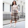 imageluvamia Plaid Skirts for Women Midi Length High Waisted Button Down A Line Fall Winter Elastic Waist Skirt with PocketsDark Blue Plaid