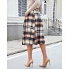imageluvamia Plaid Skirts for Women Midi Length High Waisted Button Down A Line Fall Winter Elastic Waist Skirt with PocketsDark Blue Plaid