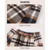 imageluvamia Plaid Skirts for Women Midi Length High Waisted Button Down A Line Fall Winter Elastic Waist Skirt with PocketsDark Blue Plaid