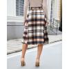 imageluvamia Plaid Skirts for Women Midi Length High Waisted Button Down A Line Fall Winter Elastic Waist Skirt with PocketsDark Blue Plaid