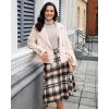 imageluvamia Plaid Skirts for Women Midi Length High Waisted Button Down A Line Fall Winter Elastic Waist Skirt with PocketsDark Blue Plaid