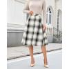 imageluvamia Plaid Skirts for Women Midi Length High Waisted Button Down A Line Fall Winter Elastic Waist Skirt with PocketsKhaki Plaid
