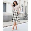 imageluvamia Plaid Skirts for Women Midi Length High Waisted Button Down A Line Fall Winter Elastic Waist Skirt with PocketsKhaki Plaid