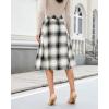 imageluvamia Plaid Skirts for Women Midi Length High Waisted Button Down A Line Fall Winter Elastic Waist Skirt with PocketsKhaki Plaid