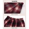 imageluvamia Plaid Skirts for Women Midi Length High Waisted Button Down A Line Fall Winter Elastic Waist Skirt with PocketsWine Red Plaid