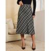 imageluvamia Plaid Skirts for Women Midi Length High Waisted Trendy A Line Elastic Waist Casual Office Work Fall SkirtBlack