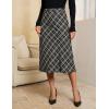 imageluvamia Plaid Skirts for Women Midi Length High Waisted Trendy A Line Elastic Waist Casual Office Work Fall SkirtBlack