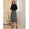 imageluvamia Plaid Skirts for Women Midi Length High Waisted Trendy A Line Elastic Waist Casual Office Work Fall SkirtBlack