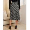 imageluvamia Plaid Skirts for Women Midi Length High Waisted Trendy A Line Elastic Waist Casual Office Work Fall SkirtBlack
