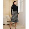 imageluvamia Plaid Skirts for Women Midi Length High Waisted Trendy A Line Elastic Waist Casual Office Work Fall SkirtBlack