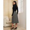 imageluvamia Plaid Skirts for Women Midi Length High Waisted Trendy A Line Elastic Waist Casual Office Work Fall SkirtBlack