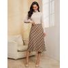 imageluvamia Plaid Skirts for Women Midi Length High Waisted Trendy A Line Elastic Waist Casual Office Work Fall SkirtBrown