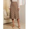 imageluvamia Plaid Skirts for Women Midi Length High Waisted Trendy A Line Elastic Waist Casual Office Work Fall SkirtBrown