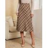 imageluvamia Plaid Skirts for Women Midi Length High Waisted Trendy A Line Elastic Waist Casual Office Work Fall SkirtBrown