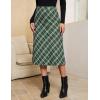imageluvamia Plaid Skirts for Women Midi Length High Waisted Trendy A Line Elastic Waist Casual Office Work Fall SkirtGreen