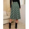 imageluvamia Plaid Skirts for Women Midi Length High Waisted Trendy A Line Elastic Waist Casual Office Work Fall SkirtGreen