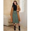 imageluvamia Plaid Skirts for Women Midi Length High Waisted Trendy A Line Elastic Waist Casual Office Work Fall SkirtGreen