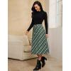 imageluvamia Plaid Skirts for Women Midi Length High Waisted Trendy A Line Elastic Waist Casual Office Work Fall SkirtGreen