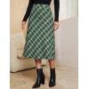 imageluvamia Plaid Skirts for Women Midi Length High Waisted Trendy A Line Elastic Waist Casual Office Work Fall SkirtGreen