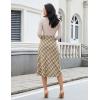 imageluvamia Plaid Skirts for Women Midi Length High Waisted Trendy A Line Elastic Waist Casual Office Work Fall SkirtKhaki