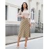 imageluvamia Plaid Skirts for Women Midi Length High Waisted Trendy A Line Elastic Waist Casual Office Work Fall SkirtKhaki