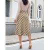 imageluvamia Plaid Skirts for Women Midi Length High Waisted Trendy A Line Elastic Waist Casual Office Work Fall SkirtKhaki