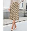 imageluvamia Plaid Skirts for Women Midi Length High Waisted Trendy A Line Elastic Waist Casual Office Work Fall SkirtKhaki
