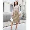 imageluvamia Plaid Skirts for Women Midi Length High Waisted Trendy A Line Elastic Waist Casual Office Work Fall SkirtKhaki
