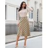 imageluvamia Plaid Skirts for Women Midi Length High Waisted Trendy A Line Elastic Waist Casual Office Work Fall SkirtKhaki