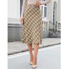 imageluvamia Plaid Skirts for Women Midi Length High Waisted Trendy A Line Elastic Waist Casual Office Work Fall SkirtKhaki
