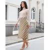 imageluvamia Plaid Skirts for Women Midi Length High Waisted Trendy A Line Elastic Waist Casual Office Work Fall SkirtKhaki