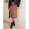 imageluvamia Plaid Skirts for Women Midi Length High Waisted Trendy A Line Elastic Waist Casual Office Work Fall SkirtWinery