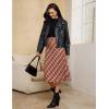 imageluvamia Plaid Skirts for Women Midi Length High Waisted Trendy A Line Elastic Waist Casual Office Work Fall SkirtWinery