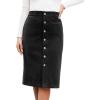 imageluvamia Corduroy Skirts for Women Midi Length High Waisted Button Down Trendy Stretchy Fall Elastic Waist Casual SkirtBlack