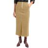 imageluvamia Corduroy Skirts for Women Midi Length High Waisted Button Fly Fall Casual Elastic Waist Long Skirt with SlitKhaki