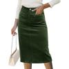 imageluvamia Corduroy Skirts for Women Midi Length High Waisted Trendy Fall Elastic Waist Casual Stretchy Welt Pockets SkirtDark Green