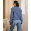 imageluvamia Jean Jacket Women Trendy Texture Distressed Button Down Long Sleeves Casual Trucker Denim Jackets with PocketsClassic Blue