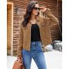 imageluvamia Jean Jacket Women Trendy Texture Distressed Button Down Long Sleeves Casual Trucker Denim Jackets with PocketsPecan Brown