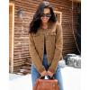 imageluvamia Jean Jacket Women Trendy Texture Distressed Button Down Long Sleeves Casual Trucker Denim Jackets with PocketsPecan Brown