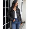 imageluvamia Jean Jacket Women Trendy Texture Distressed Button Down Long Sleeves Casual Trucker Denim Jackets with PocketsWashed Black