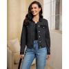 imageluvamia Jean Jacket Women Trendy Texture Distressed Button Down Long Sleeves Casual Trucker Denim Jackets with PocketsWashed Black
