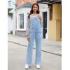 imageluvamia Jean Overalls for Women Loose Fit Baggy Wide Leg Bib Pocket Adjustable Straps Stretchy Denim Overall JumpsuitsAzure Glow