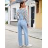 imageluvamia Jean Overalls for Women Loose Fit Baggy Wide Leg Bib Pocket Adjustable Straps Stretchy Denim Overall JumpsuitsAzure Glow